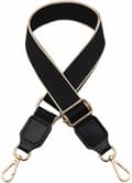 Axelrem - Bredd 3,8 cm Axelrem - Justerbar längd 85 - 135 cm - Guldkarbinhake - Bred rem Svart