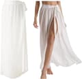 Dam Pareo Baddräktsklänning, Lång Sarong Omlottkjol, Vit Strandöverdrag, En Storlek