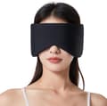 Dubbelsidig Siden Sovmask, Svart, Justerbar Stor Ögonbindel 66x12cm, Kylande