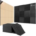 12-pack Akustikpanel – självhäftande ljudabsorberande skumplattor, högdensitets väggpanel, 30x30x2,5 cm, svart_yux