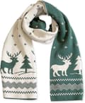 Varm vinterhalsduk - Julklapp halsduk - Dubbelsidig stickad halsduk - Julgran Älg - Perfekt för