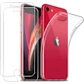 Pikkukuva 1 / 4: iPhone SE 2022:n kuori ja 2 karkaistua lasia - Pehmeä silikoonisuoja ja näyttökalvo Phonillico® Transparent