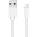 Pikkukuva 1 / 4: Kaapeli Samsung Galaxy A20E, A40, A50, A70, A80, S10, S9, S8, NOTE10, NOTE9, NOTE8 - USB-C Kaapeli Nylon Punottu Hopea Valkoinen [Phonillico®]