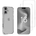 Coque TPU til iPhone 16 og 2 Tempered Glass Skærmbeskyttelse Phonillico® Transparent