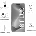 Pikkukuva 3 / 6: iPhone 16 PLUS:n silikonikuori ja 2 karkaistua lasia näyttöön sekä 2 kameransuojaa - Integroitu magneettirengas Phonillico® Transparent