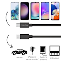 Pikkukuva 3 / 5: Kaapeli 20cm USB-C USB-C Musta Samsung Galaxy A20E / A40 / A50 / A70 / A80 Phonillico® Svart