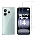 Pikkukuva 1 / 6: Iskunkestävä kuoressa Xiaomi Redmi Note 14 5G:lle ja 2 karkaistua lasia näyttösuojakalvo Phonillico® Transparent
