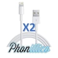 Miniatyrbillede 1 af 2: Sæt af 2 USB-opladerkabler kompatible med iPhone 5