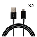 Pikkukuva 2 / 2: Kaapeli Huawei Y7P - Y6P - Y5P - P40 Lite E - P Smart 2020 - P Smart 2019 - Musta micro usb 1 metri [Pakkaus 2] Phonillico® Svart