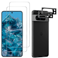 Pikkukuva 1 / 4: Lujitettu Lasi - Phonillico - Google Pixel 8 PRO - Pakkaus 2 - Näytön ja Kameran Suojaus - Naarmunkestävä Transparent, svart