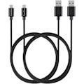Miniatyrbillede 1 af 3: Lot 2 kabler til Alcatel One Touch Go Play (7048/7048X) - Mikro usb kabel Sort 1 Meter Phonillico Svart