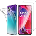 Pikkukuva 1 / 4: Coque Oppo A74 5G: Pehmeä Silikonisuojus ja 2 Lasi-irtosuojakatetta - Phonillico® Näytönsuoja Transparent