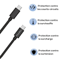 Pikkukuva 4 / 5: Kaapeli 20cm USB-C USB-C Musta Google Pixel 6:lle / Google Pixel 6 Pro:lle Phonillico® Svart