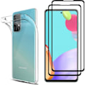 Pikkukuva 1 / 4: Kuori Samsung A52 4G / A52 5G / A52s 5G ja 2 Karkaistua Lasia - Pehmeän Silikonin Suojaus Näytön Suojakalvo Phonillico® Transparent