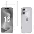 Pikkukuva 1 / 6: Kalvo Temperoitua Lasia - Phonillico® - iPhone 16 - Paketti 2 - Naarmuuntumaton - Läpinäkyvä Transparent
