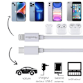 Miniatyrbillede 4 af 6: Lot 2 Kabler 20cm USB-C Lightning Oplader Hvid til iPhone 14 / 13 / 12 / 11 / SE / X / XR / 7 / 8 / 6 / 5 / AirPods Phonillico