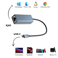 Miniatyrbild 2 av 4: USB-C till Ethernet-adapter - Ej specificerad - Rj45 - 1000 Mbps - Kompatibel med Windows/Mac/Linux - Nätverkskabel