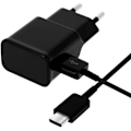 Miniatyrbillede 1 af 4: Oplader + USB-C Kabel til Samsung A20E - A40 - A50 - A70 - A80 - USB-C Kabel 1 Meter Væglader Sort Phonillico® Svart