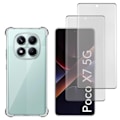 Pikkukuva 1 / 6: Iskunkestävä kuori - Phonillico® - Xiaomi Poco X7 5G - Pehmeä - Läpinäkyvä - 2 Karkaistua Lasia Transparent