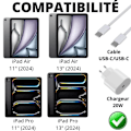 Miniatyrbild 2 av 5: 2 Snabbladdare 20W + 2 USB-C kablar 2m för iPad Air 11" 2024/iPad Air 13" 2024/iPad Pro 11" 2024/iPad Pro 13" 2024 Phonillico