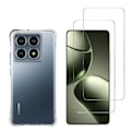 Miniatyrbillede 1 af 6: Stødabsorberende cover - Phonillico® - Xiaomi 14T PRO - Fleksibel - Gennemsigtig - 2 Tempererede Glas Transparent