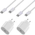 Miniatyrbild 1 av 5: 2 Snabbladdare 20W + 2 USB-C kablar 2m för iPad Air 11" 2024/iPad Air 13" 2024/iPad Pro 11" 2024/iPad Pro 13" 2024 Phonillico