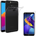 Miniatyrbild 1 av 4: Skydd och Skärmskydd - Phonillico® - Huawei Y7 2018 - Transparent Silikon - Härdat Glas - Ultra Slim Transparent