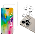 Pikkukuva 1 / 6: Karkaistu Lasi - Phonillico® - iPhone 16 PRO MAX - Pakkaus 2 - Näytön Suojus - Kameran Suojus Transparent
