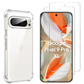 Miniatyrbillede 1 af 6: Stødabsorberende case til Google Pixel 9 Pro XL og 2 hærdede glas skærmbeskyttelse Phonillico® Transparent