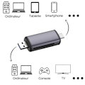 Miniatyrbillede 3 af 6: Kortlæser - Ikke specificeret - USB-C - OTG-kompatibel - Sort - Multifunktionel