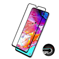 Miniatyrbillede 3 af 4: Beskyttelsesfilm - Phonillico® - Samsung Galaxy A70 - Pakke med 2 - Hærdet glas - Sort kant Transparent, svart