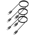 Pikkukuva 1 / 6: Lot 3 kaapelia Panasonic HC-V510/HC-V520/HC-V707/HC-V707M/HC-V710/HC-V720 - MINI USB/USB-C Musta 1 Metri Phonillico® Svart