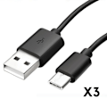 Pikkukuva 1 / 4: USB-C-kaapeli Oppo Find X3 - Find X3 Lite - Find X3 Neo - Find X3 Pro - USB-C-tyyppinen musta 1 metri [Pakkaus 3] Phonillico® Svart