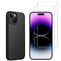 Miniatyrbillede 1 af 4: Sort Sort for iPhone 15 PLUS og 2 hærdede glas skærmbeskyttelse Phonillico®