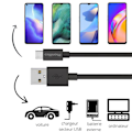 Miniatyrbillede 3 af 5: Kabel 20cm USB-C Sort til Oppo A5 2020 / OPPO A9 2020 Phonillico® Svart