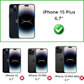 Miniatyrbillede 2 af 4: Sort Sort for iPhone 15 PLUS og 2 hærdede glas skærmbeskyttelse Phonillico®
