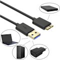 Miniatyrbild 3 av 4: USB 3.0 Han till Micro B-kabel för WD My Passport-Elements-My Book- Toshiba-Seagate-Hitachi - 1m Phonillico®