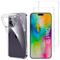 Coque til iPhone 16 PRO og 2 Tempered Glass Skærmbeskyttelse Phonillico® Transparent