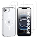 Miniatyrbild 1 av 6: Coque iPhone 16e - Phonillico® - Mjuk - 1 Coque + 2 Härdat Glas - Kameraskydd - Magnetisk Transparent