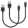 Pikkukuva 1 / 5: Lot 2 Kaapelit 20cm USB-C Musta Xiaomi REDMI 9 / REDMI 9T / REDMI NOTE 9T / REDMI NOTE 8T Phonillico® Svart