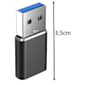 Miniatyrbild 4 av 4: USB 3.0 till USB-C-adapter, kompatibel med laddare, stationära datorer etc. till USB C Samsung-Xiaomi-Huawei etc. [Förpackning 2] Phonillico® Svart