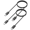 Pikkukuva 1 / 6: Lot 2 kaapelia Canon EOS 1000D/100D/10D/1200D/1300D/1D C/1D Mark II - MINI USB/USB-C Musta 1 Metri Phonillico® Svart