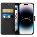 Pikkukuva 3 / 4: iPhone 15 - Musta Lompakkokotelo Magneettisuljettavalla Kannen Taskulla Phonillico®