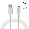 Miniatyrbillede 1 af 2: Kabel til Huawei MediaPad T5 - MediaPad T3 - MediaPad M5 Lite - MatePad T8 - Mikro USB Hvid 2 Meter [LOT 2] Phonillico®