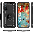 Miniatyrbillede 3 af 4: Coque Noir til Samsung S22 5G - Stødabsorberende Beskyttelse Militær Style Robust Ring 360 Rotations Phonillico® Svart