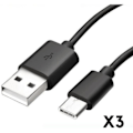 Pikkukuva 1 / 4: Huawei P40 - P40 LITE - P40 LITE 5G - P40 PRO - USB-C Latauspistoke Musta 1 metri [Pakkaus 3] Phonillico® Svart