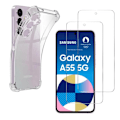 Pikkukuva 1 / 6: Iskunkestävä kuori - Phonillico® - Samsung Galaxy A55 5G - Pehmeä silikoni - 2 Karkaistua lasia - Vahvistettu suojaus Transparent
