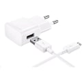 Miniatyrbillede 1 af 4: [Kompatibel Samsung Galaxy A3-A5-2015-2016-A6-A6+-A7] USB-kabel 1 meter + Hvidt vægoplader [Phonillico®]