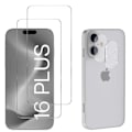 Miniatyrbillede 1 af 6: Hærdet Glas - Phonillico® - iPhone 16 PLUS - Pakke 2 - Skærm- og Kamerabeskyttelse - Ridsefast Transparent