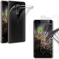 Miniatyrbillede 1 af 4: Coque Nokia 6.1 2018 + Tempereret Glas Beskyttelsesfilm til Skærm - Hus Etui Gel TPU Silikone Gennemsigtig Beskyttelse Blød Ultra Tynd